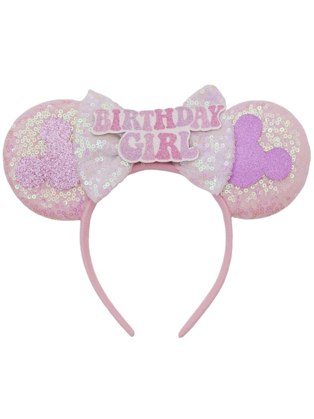 Women Pink Birthday Ghost plastic Anti-Slip Sequin Mickey Mouse Headband